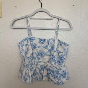 A New Day White And Blue Luncheon Blouse Tank Top Size XS